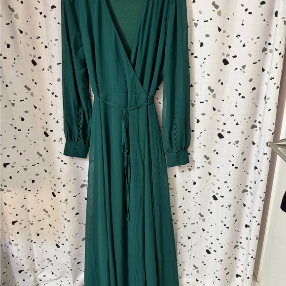 My Whole Heart Emerald Green Long Sleeve Wrap Dress - Picture 1 of 7